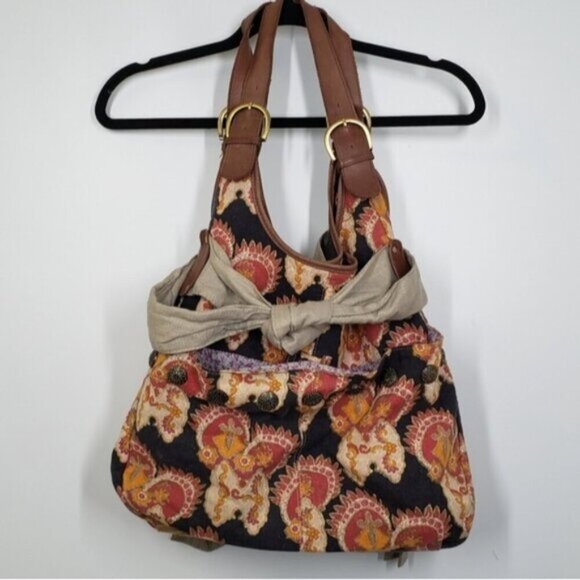 Deux Lux Boho Shoulder Bag Tote Fabric Abstract Floral Multi Colour - Picture 2 of 14